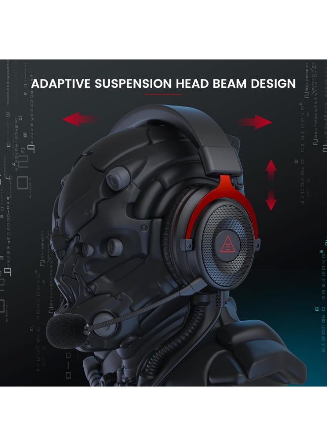 EKSA Gaming Headset, Wired PS4 Headset with Noise Canceling Mic, Over-Ear Gaming Headphones Compatible with Xbox One Controller, for PS4, PS5, PC, Laptop -Red - Image 4